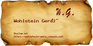 Wohlstein Gerő névjegykártya